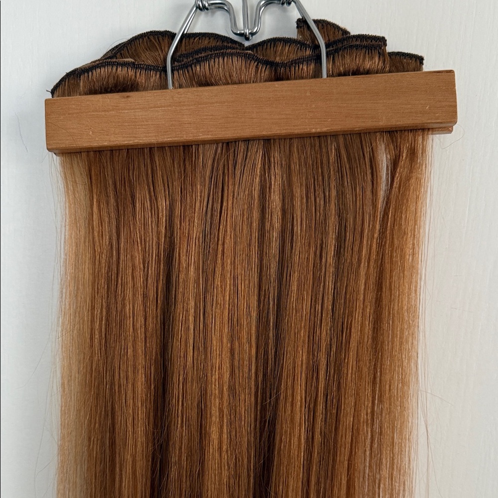20” 100% Human Hair Copper Clip-In Extensions Straight Smooth Full Set 7 pcs - Picture 3 of 7